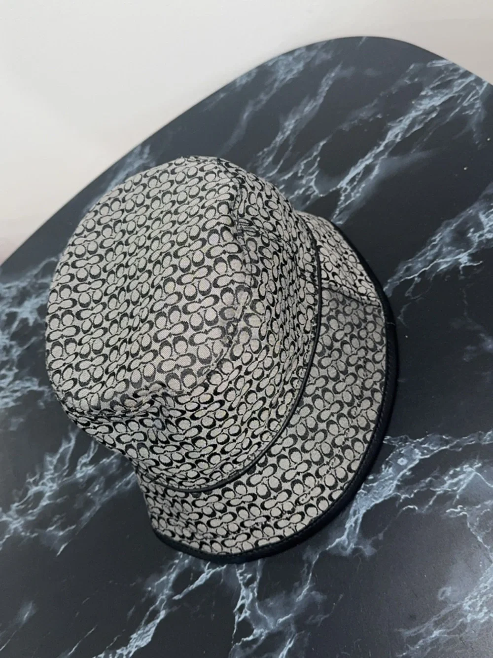 Coach Gray/Black Signature Monogram Bucket Hat Size M / L AUTHENTIC Unisex - Picture 2 of 6